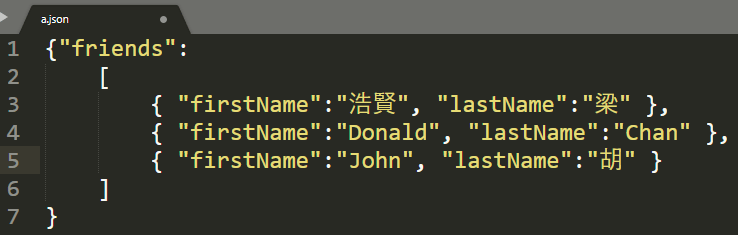 JSON資料格式例子